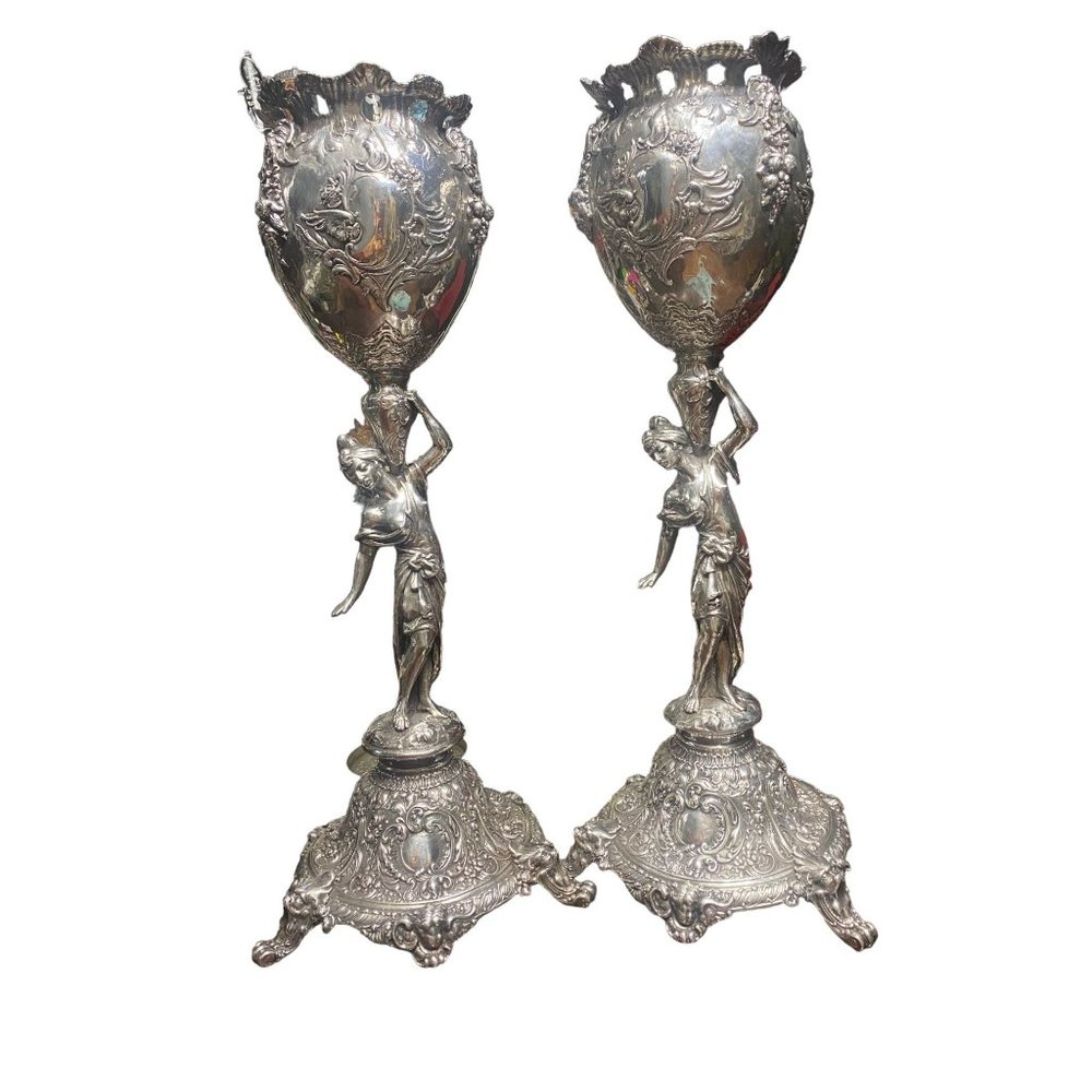 COPY - Pair of Victorian Solid Sterling Silver Decorative Flower Urn
